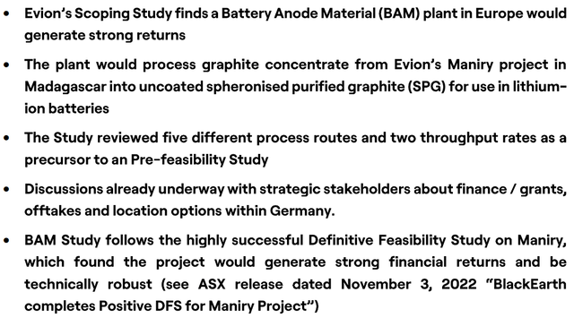 Battery anode scoping study results