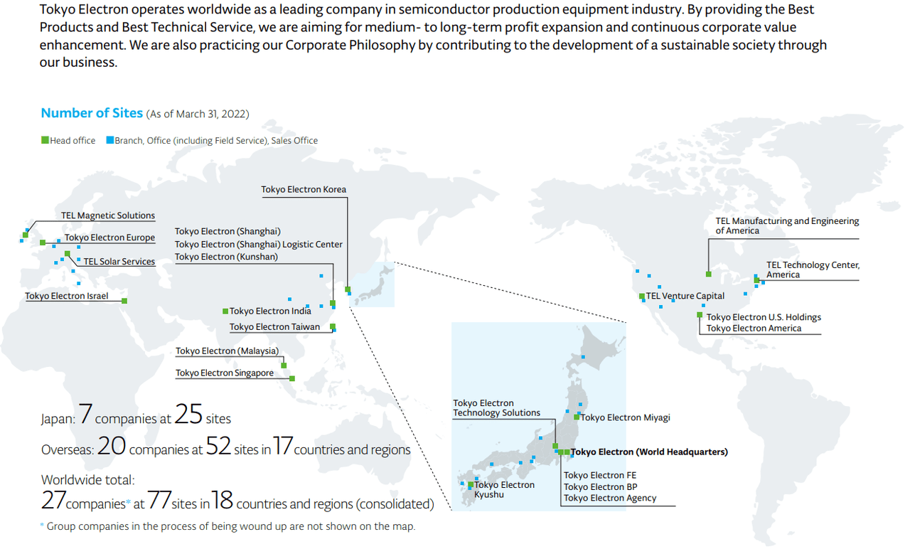 A summary of Tokyo Electron's global presence.
