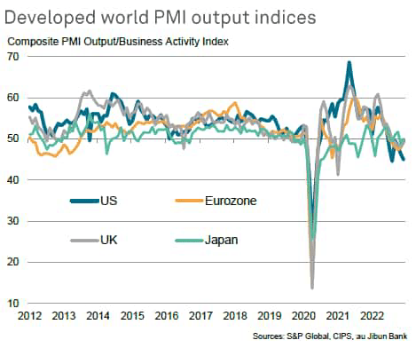 Developed world PMI output indices