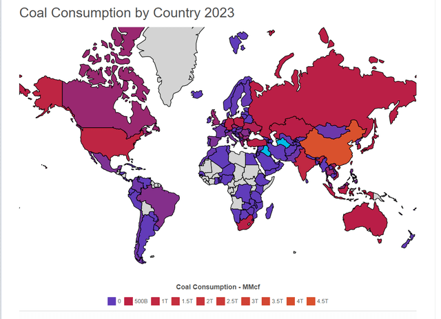 Map of the world based on coal consumption