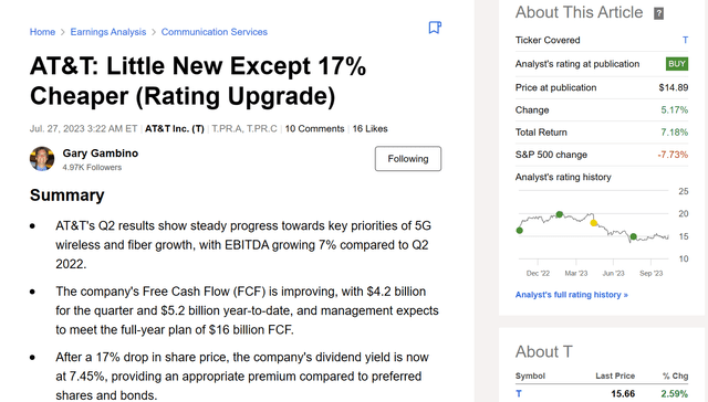 Prior Article on AT&T