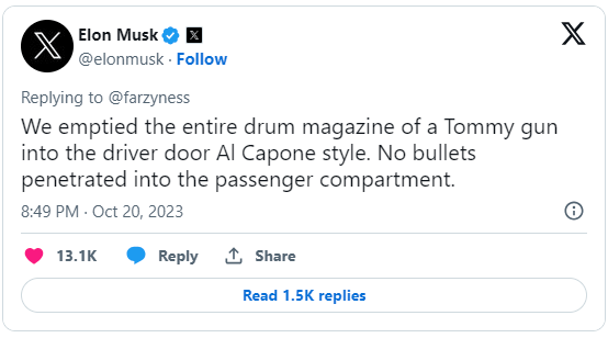 Elon Musk post on X