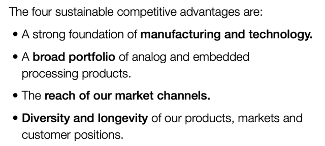TXN Four Sustainable Competitive Advantages