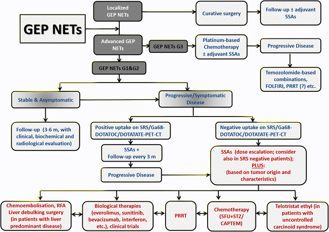 Treatment algorithm for SSTR2 expressing GEP-NET tumors