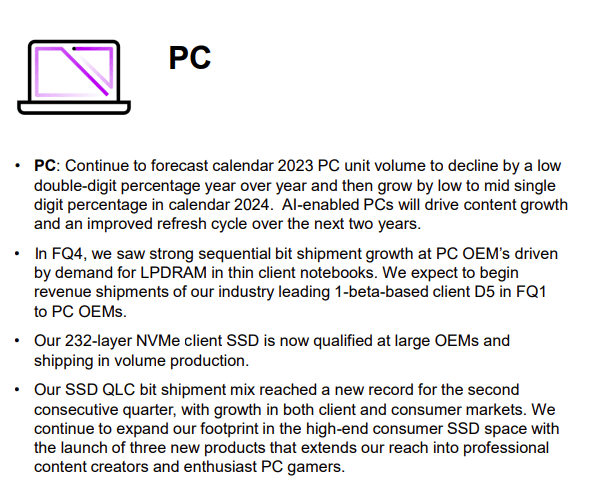 Micron PC decline