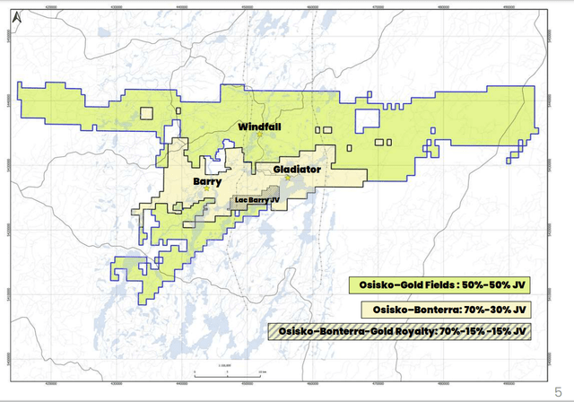 Osisko-Bonterra Joint-Venture + Osisko/Gold Fields Joint-Venture