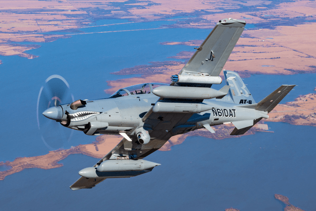 This image shows a Textron Beechcraft military airplane.