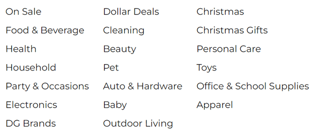DG Product Categories