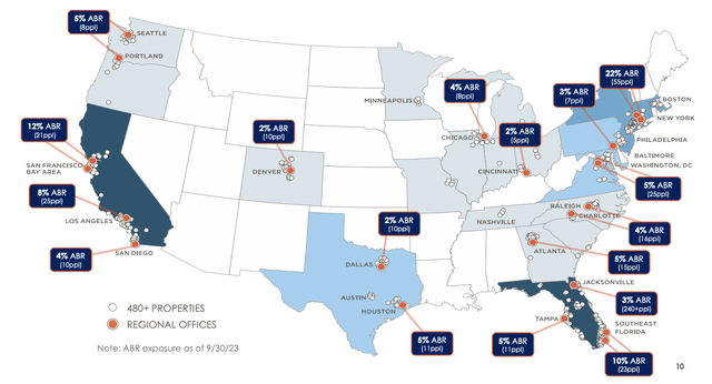 A map of the united states with numbers and locations Description automatically generated
