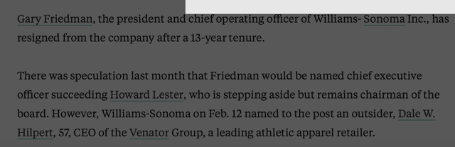 Gary Friedman leaves WSM