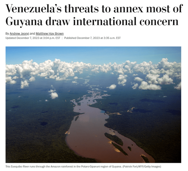 Washington post article; Venezuela; Guyana