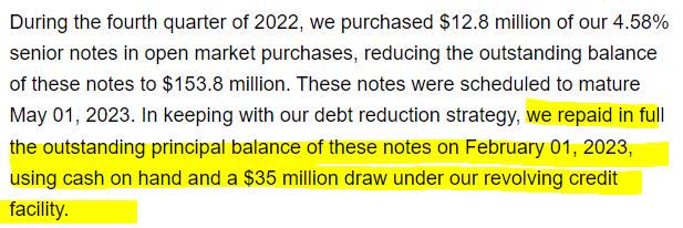 CoreCivic uses of debt reduction
