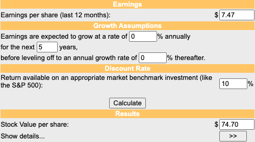 DCF-Valution with 0% growth