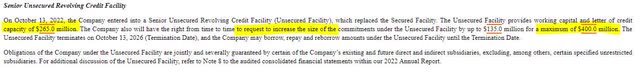 Beazer Revolving Credit Facility Details