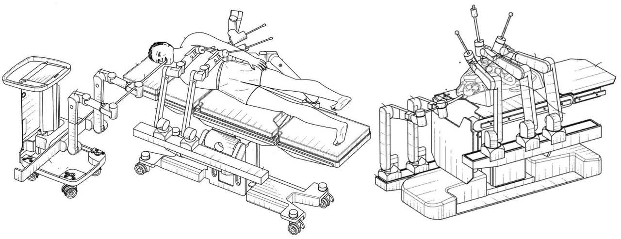 A blueprint of Verb Surgical's (now portion of (Johnson & Johnson) OTTAVA robotic surgical system.