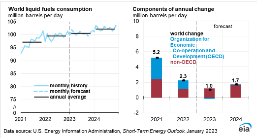 Consumption and Annual Production Change of Liquid oil