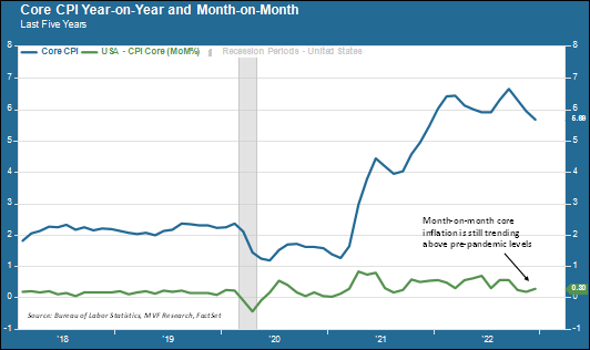 core CPI year-on-year and month-on-month