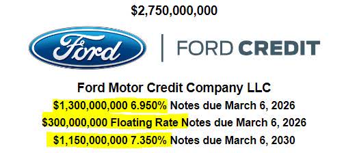 Ford New Debt Issuance