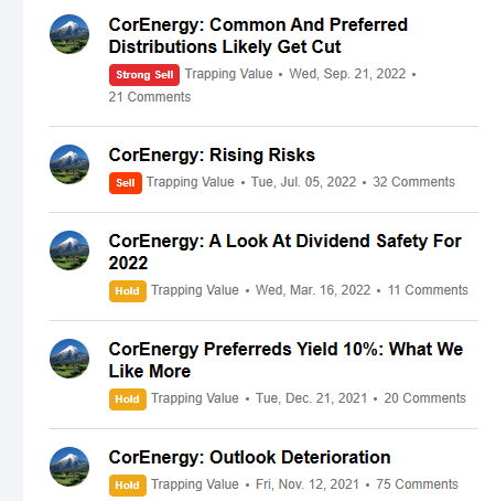CorEnergy ratings