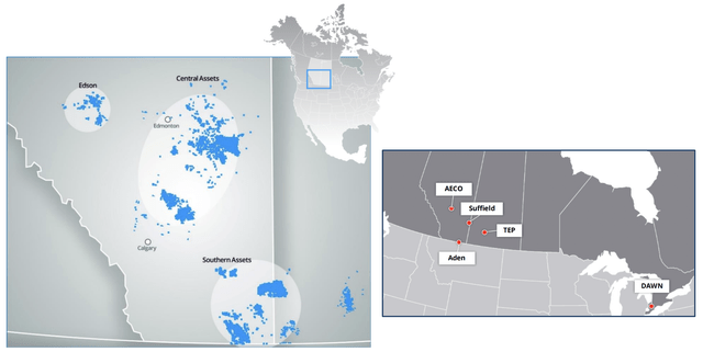 Main operating areas of Pine Cliff Energy and and the natural gas markets it sells to