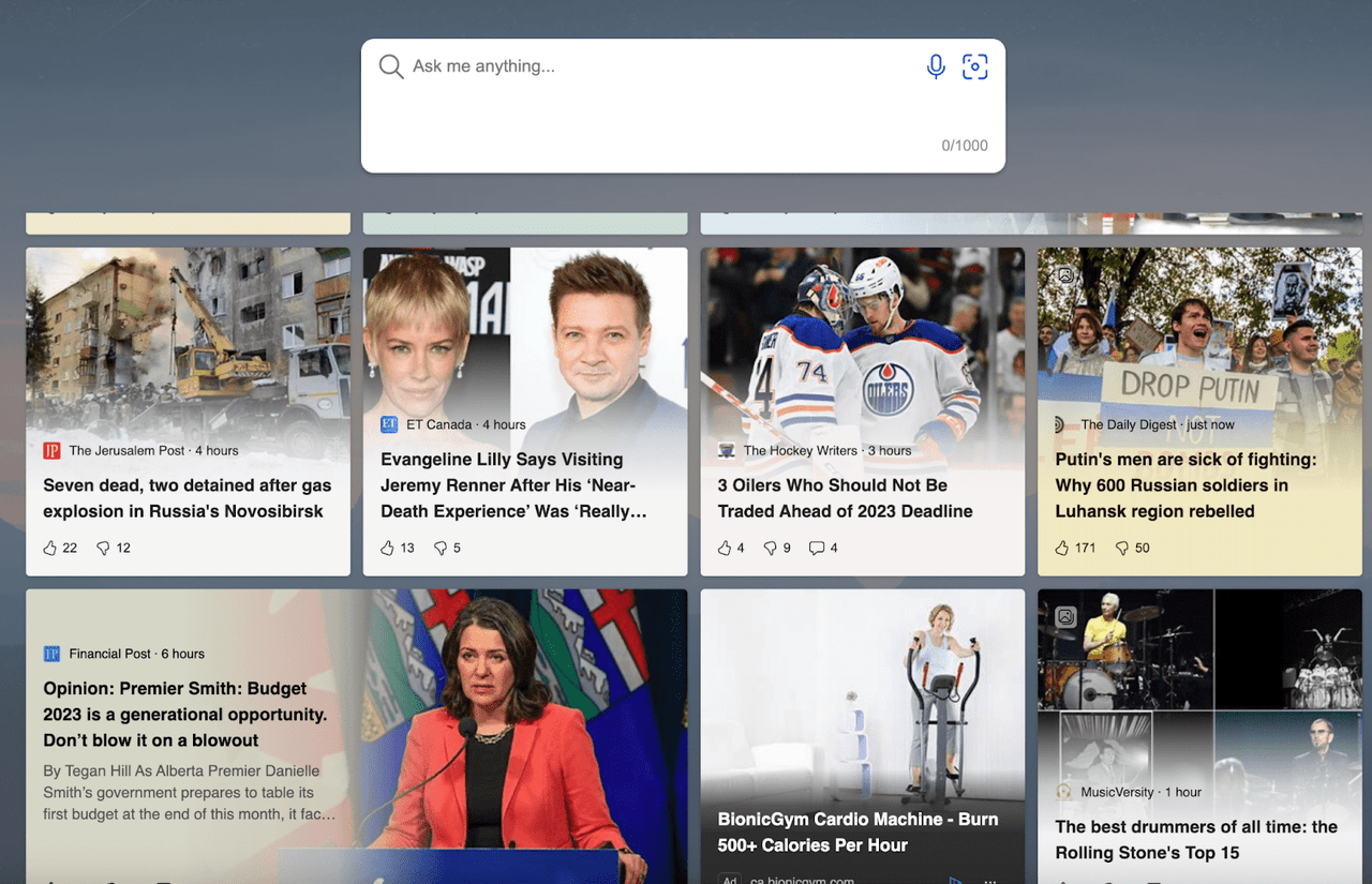 Bing below the fold