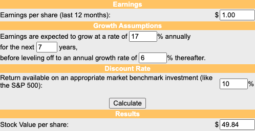 DCF valuation with outlined assumptions
