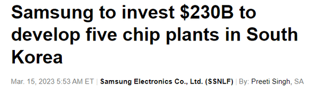 Samsung to develop five chip plants in South Korea