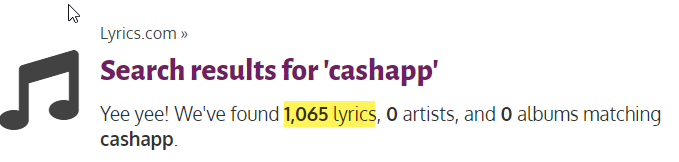 Lyrics Cash App