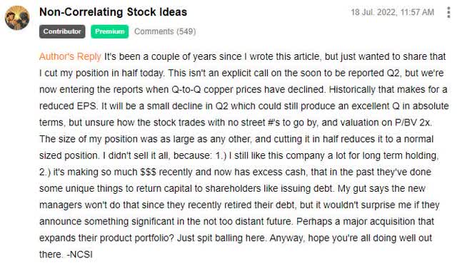 My comment from previous seeking alpha article
