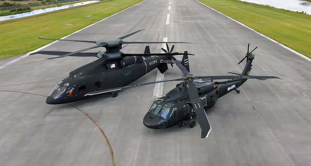 The Defiant X next to the UH-60 that it was intended to replace.