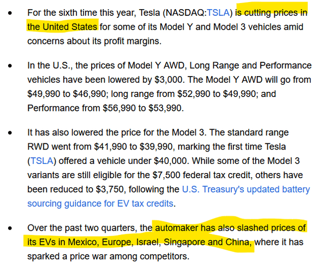 TSLA price cuts