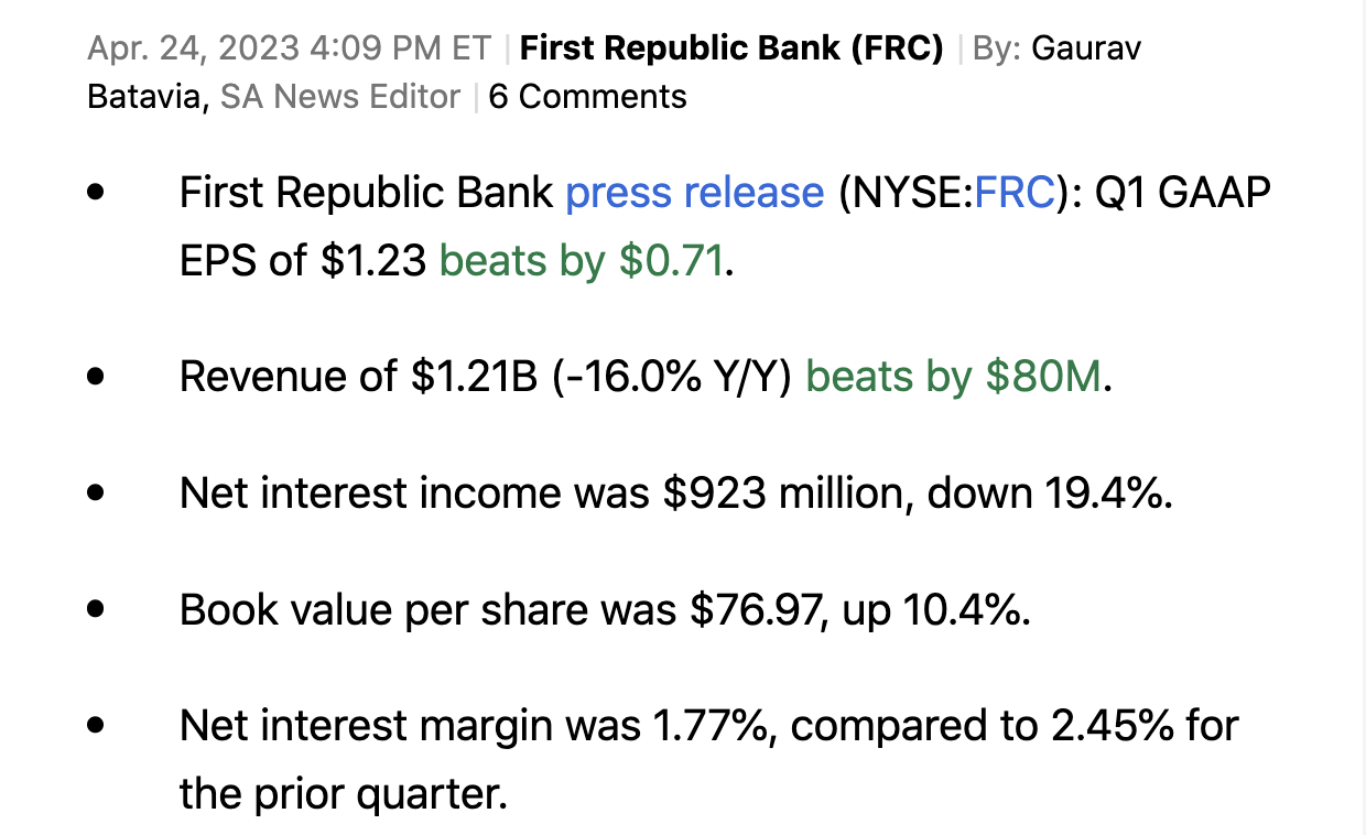 First Republic Q1 Earnings Rising Funding Costs Pose Headwind (NYSE