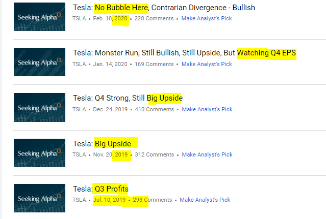 Elazar Advisors bullish calls on Tesla in the run up 2019-2020