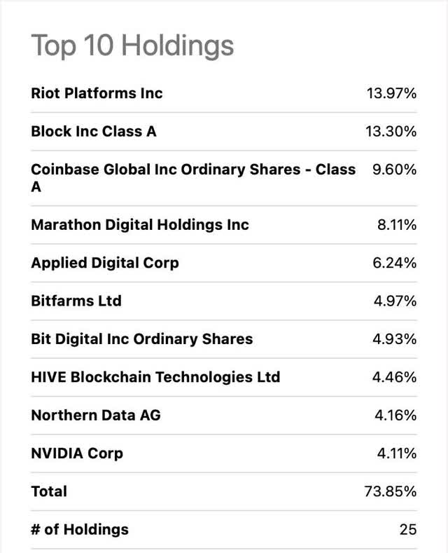 BKCH Top 10 Holdings