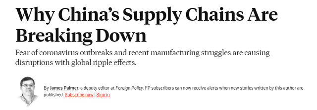 China Supply Chains Breakdown