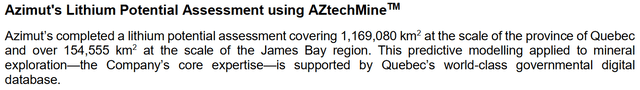 AZtechMine™ has been used extensively across Quebec and James Bay to identify target properties for Azimut to explore further