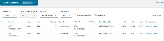 Taxable Account - Open Trades 2023-5-8