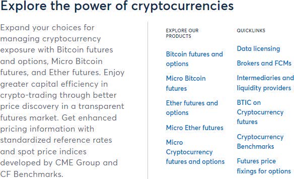 CME cryptocurrenty products