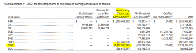 BIGZ Capital Loss Carryforwards