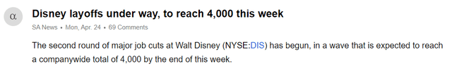 Disney layoffs to reach 4000 this week