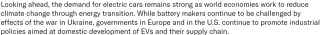 A quote from the BATT ETF commentary 31 March 2023