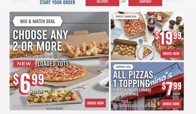 Dominos.com front page deals