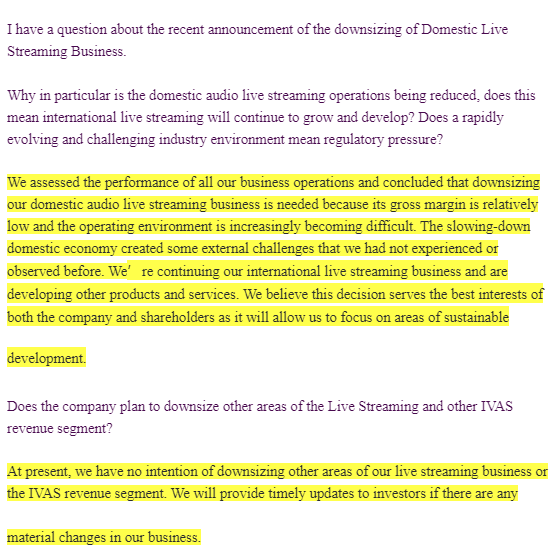 Email correspondence with Xunlei Investor relations team