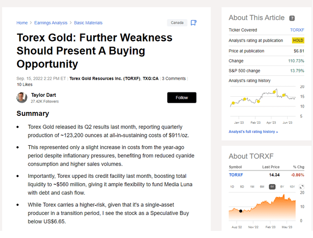 Torex Gold Stock: Another Year Of Solid Resource Growth (TORXF ...