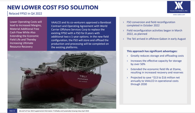 Vaalco Energy Summary Of New Configuration To Save Offshore Costs
