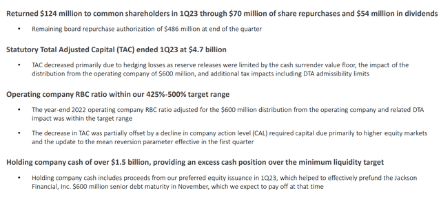 JXN's IR materials for Q1 FY2023