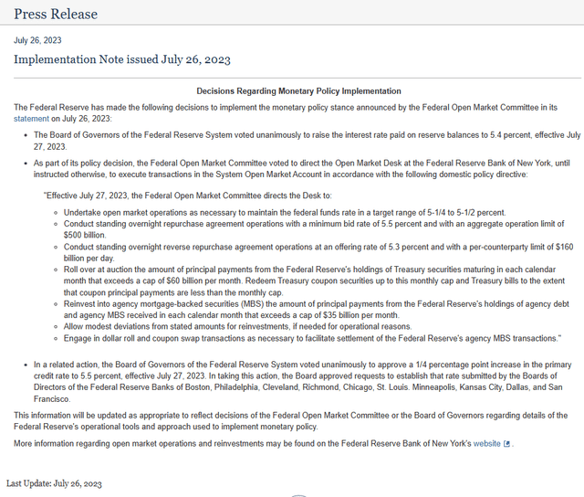 Fed policy statement