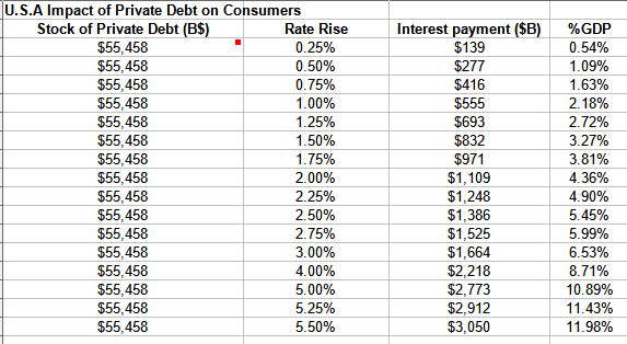 US interest on private debt