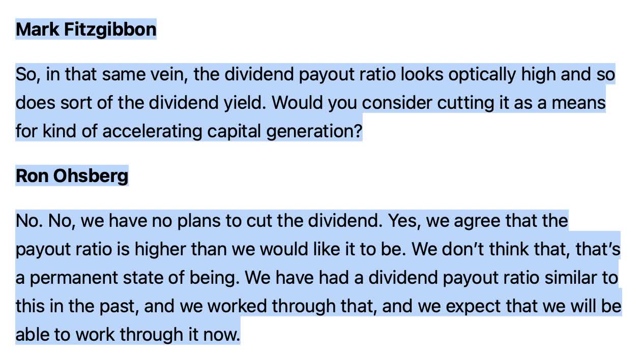 Washington Trust No Future Dividend Cuts Likely (NASDAQWASH