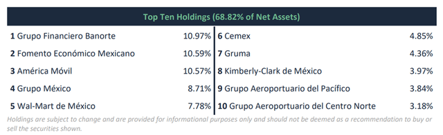 Mexico Fund Top Holdings